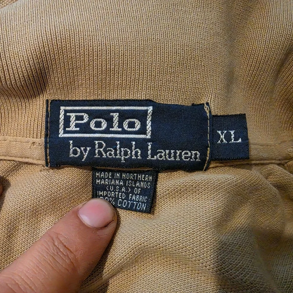 Polo Ralph Lauren Mens XL Tan Khaki Cotton Pique Short Sleeve Polo Shirt Pony
